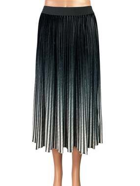Butler & Wilson Womens Black Green Ombre Pleated Flowy A-Line Midi Skirt Size S